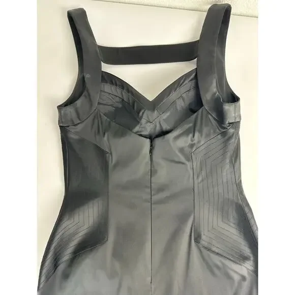 Vintage 90s Y2K Cache Black Satin Bustier Mini Dress Size 4 Small LBD Minimalism - Picture 12 of 12